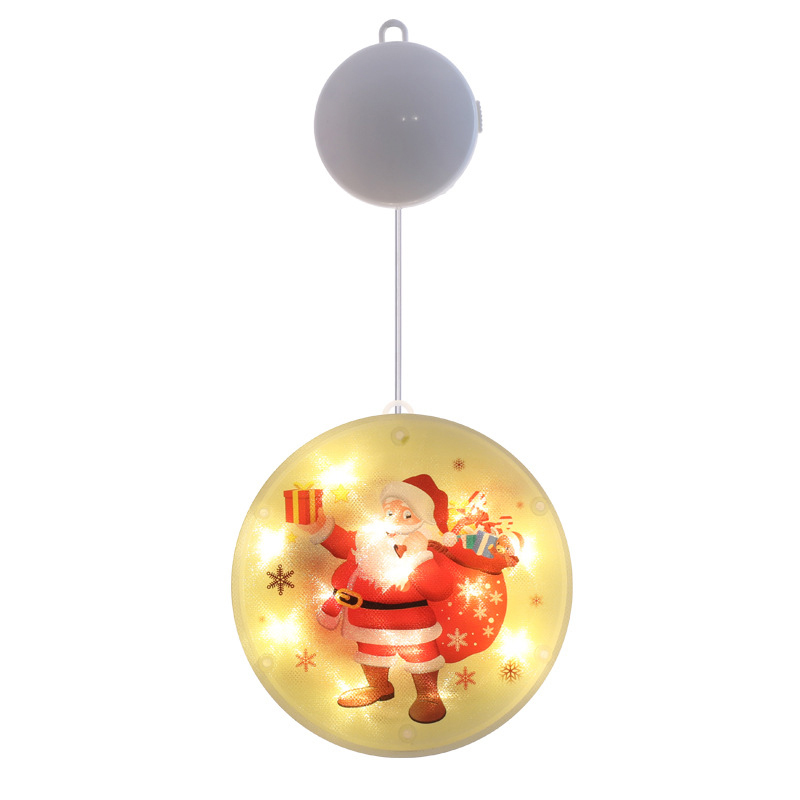 Hanging Christmas Light Adhesive Round Plate LED Ornament with Festival  Themed Pattern Xmas Night Light for Party Home Santa Claus - Walmart.com