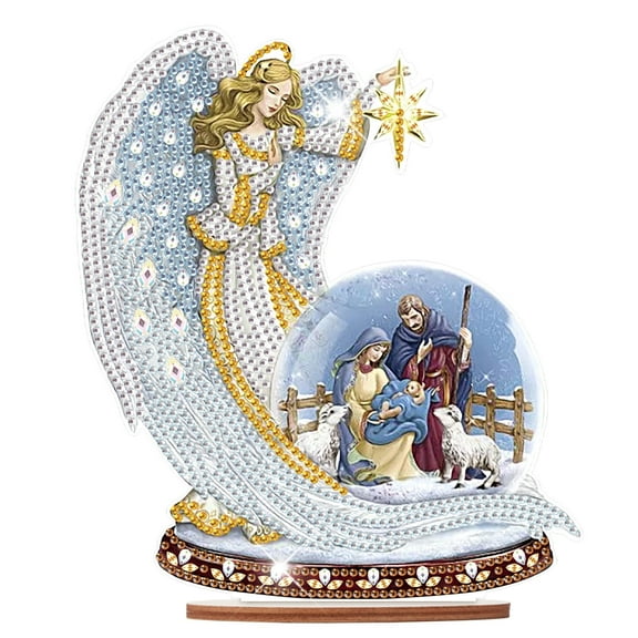 Christmas Nativity Scene Diamond Painting Kits, DIY Desktop Decoration Diamond Art, Special Shape Diamonds, Home Office Desktop Decorations