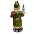 thumbnail image 4 of Ino Schaller Santa in Green Coat with Gold Stars Holding Tree German Paper Mache, 4 of 6