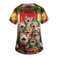 thumbnail image 3 of Garbnen Christmas Scrub Tops for Women V Neck Short Sleeve Business Casual Tops for Women Winter Fall Xmas Print Nursing Uniform with Pockets S-5xl, 3 of 4