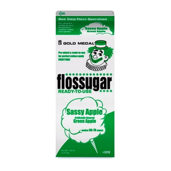 Dana Market - Cotton Candy Flossugar Sassy Apple (Apple Flavor) - 1/2 Gallon Cartons - 3.25 lbs.