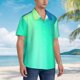 thumbnail image 3 of Fotbe blue green colors Camisa Hawaiana para Hombre Unisex – Camisa Casual de Verano con Botones de Manga Corta de Algodón y Lino,Small, 3 of 7