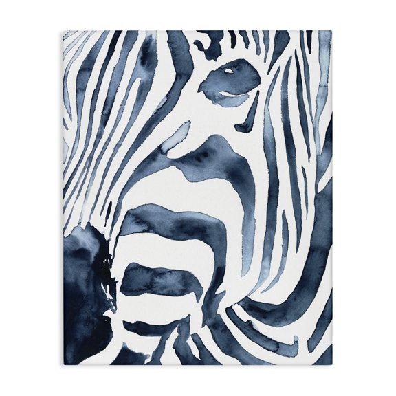 Stupell Industries Contemporary Blue Zebra Stripe Portrait Canvas Art, 16 x 20, by Victoria Borges