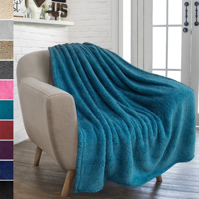 Manta de sherpa de piel sintética suave y esponjosa: cálida, gruesa, esponjosa, acogedora y reversible, ideal para sofá y cama. Cómoda manta peluda.