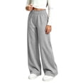 thumbnail image 3 of LIBRCLO Kids Girls Sweatpants Elastic Waist Wide Leg Pants Fleece Baggy Sweatpants Size 9-10 Years, 3 of 6