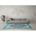 thumbnail image 3 of Ahgly Company Indoor Rectangle Medallion Light Blue Traditional Area Rugs, 7' x 9', 3 of 4