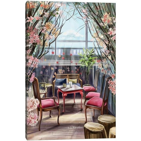 Kitchen Canvas Wall Art - Kitchen Wall Art, Back Yard Garden Restaurant Prints Pictures for Dining Wall Decor, Abstract Chateau Wonderland Painting, Framed Artwork for Home Wall Decor (12x18 Inches)