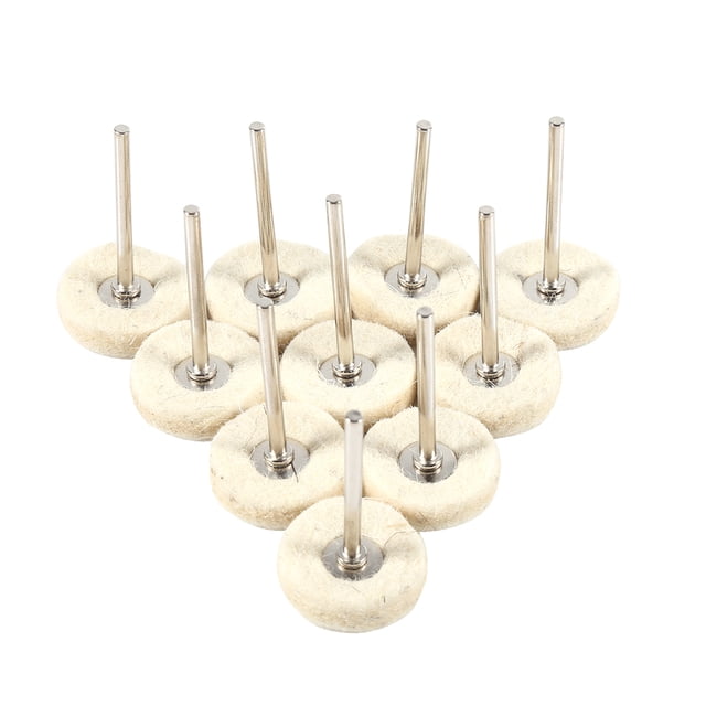 Greensen 10PCS 25MM Wool Felt Polishing Buffing Drill Grinder Wheel Brushes With Handle For Rotary Tool , Felt Polishing Buffing Wheels, Polishing Wheel