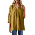 thumbnail image 2 of Viluyesy V-Neck T-Shirt for Womens 3/4 Sleeves Shirt Tops Fashionable Cotton Loose Blouse Yellow Size M, 2 of 7