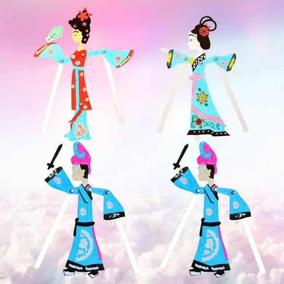 LOLIPPYY 4pcs DIY Shadow Puppets for Chinese Traditional Early Education Craft Classes Parent Activities