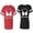 Men Red / Women Black, variant on World Greatest Boy & Girlfriend Unisex Couple Matching Cotton Jersey style T-Shirt Contrasting stripes on sleeves (Men Red / Women Black) (Men S / Women S)