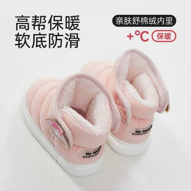 Botas de nieve cálidas de terciopelo para niñas, zapatos de algodón, Anime Kawaii, Sanrio Cinnamoroll My Melody Kuromi, lindo, Hellokittyed, Otoño e Invierno
