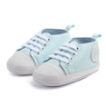 thumbnail image 2 of Quealent Unisex Baby Girls Boys Shoes Soft Sole Canvas First Walkers High Top Anti-Slip Sneakers Light Blue for Size 3.5, 2 of 8