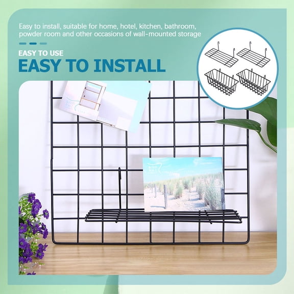 RENACLIPY 2Sets Iron Wall Storage Rack Black Pegboard Baskets for Storing Screws Tape Measure and Small Tools