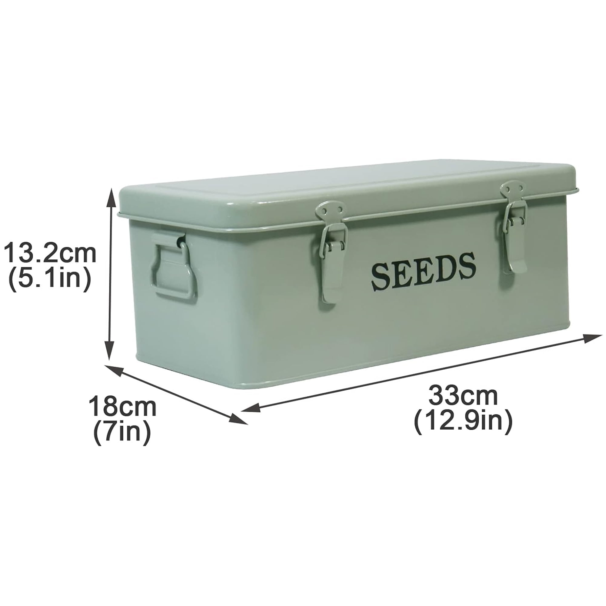Pethiy Moisture-Proof Seed Storage Box, 4-Compartment Metal Organizer with Safety Lock, Lightweight Airtight Container for Garden Seed Packets & Envelopes - Green