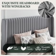 thumbnail image 4 of Amolife King Size Lift Up Hydraulic Storage Bed Frame, Platform Bed with Upholstered Wingback Headboard with Vertical Channel Tufting, Gray, 4 of 9