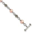 thumbnail image 3 of Sterling Silver Two Tone Silver And Gold Plated Sterling Silver w/9-10mm FW Cultured Pink Pearl 7.5in Bracelet, 3 of 5