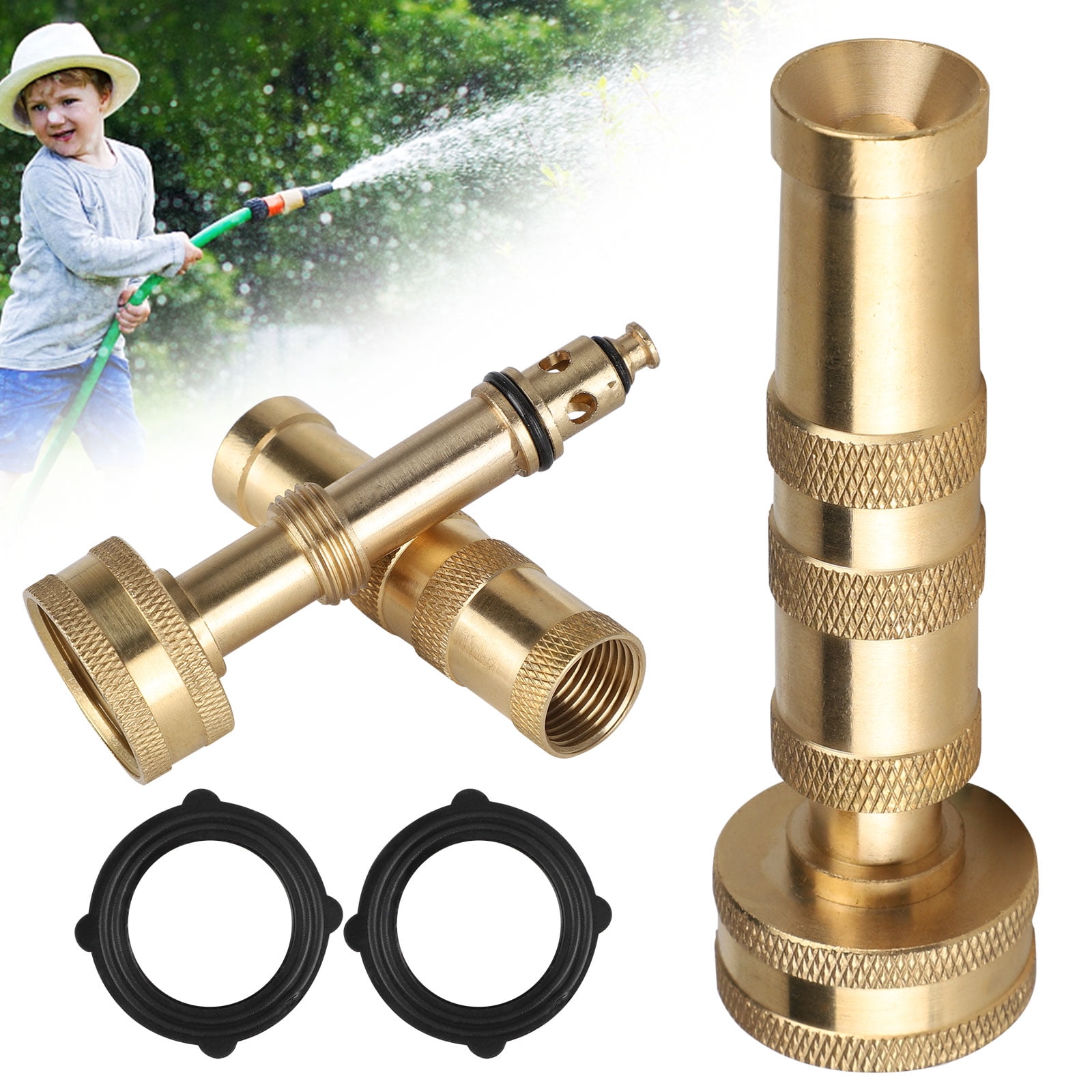Solid Brass Fittings Made USA Water Hose Nozzle High Pressure For Car Garden 