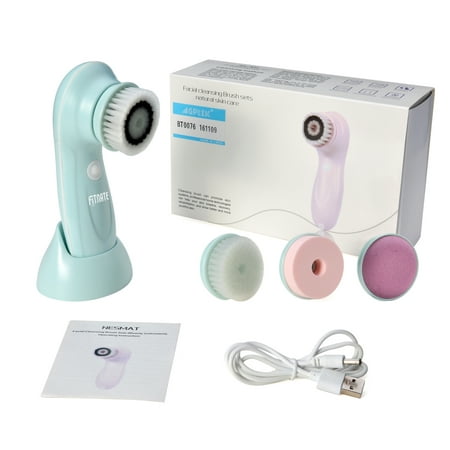 Rechargeable Electric Facial Cleansing Brush Spin Massager System Face Cleanser w/ 3 Rotating (Best Spin Brush For Face)