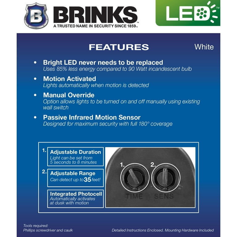 Brink s Integrated LED Plug In Motion Sensor Security Light Gray