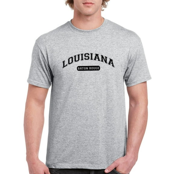 Louisiana, Baton Rouge Text. Men T-Shirt, Male XX-Large