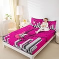 thumbnail image 4 of Feelyou Fashion Pink Guitar Twin Sheet Sets, Piano Musical Note Bedding, 3-Piece, 4 of 7