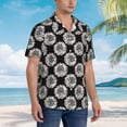 thumbnail image 3 of Honeii White Sunflowers Print Men’s Hawaiian Shirt,Classic Button-Down Short Sleeve Shirt, for Beach, Vacation, and Outdoor Activities,3X-Large, 3 of 7