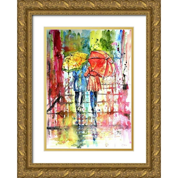 Kovacs, Anna Brigite 24x32 Gold Ornate Wood Framed with Double Matting Museum Art Print Titled - Raining