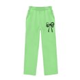 thumbnail image 4 of ITSAME Girls Wide Leg Sweatpants Bow Print High Waisted Loose Fit Fall Winter Casual Trousers with Pockets Size 11, 4 of 6