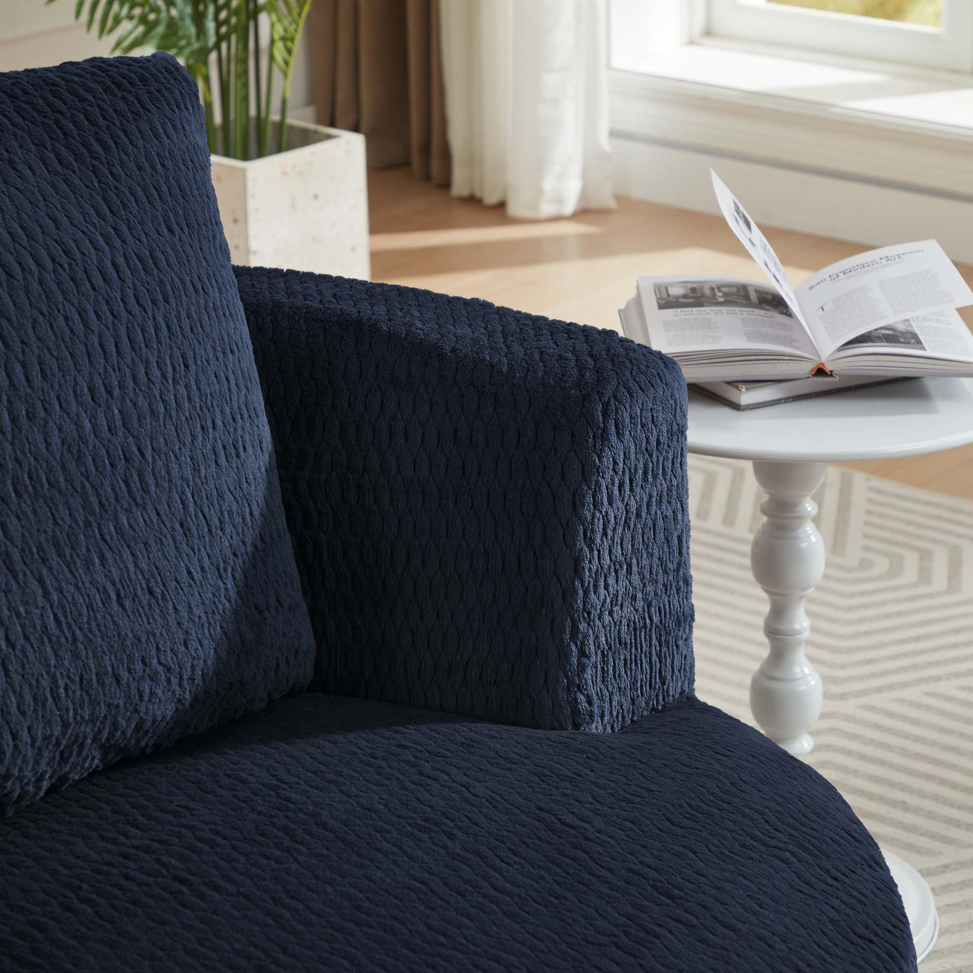 Miniyam Modern Swivel Accent Chair - Luxurious Comfort for Reading and Lounging in Your Living Room, Dark Blue