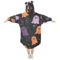 thumbnail image 2 of FORMRS Wearable Blanket Hoodie with Sleeves for Kids Cozy Flannel Sweatshirt, Halloween Orange Ghosts, 2 of 7