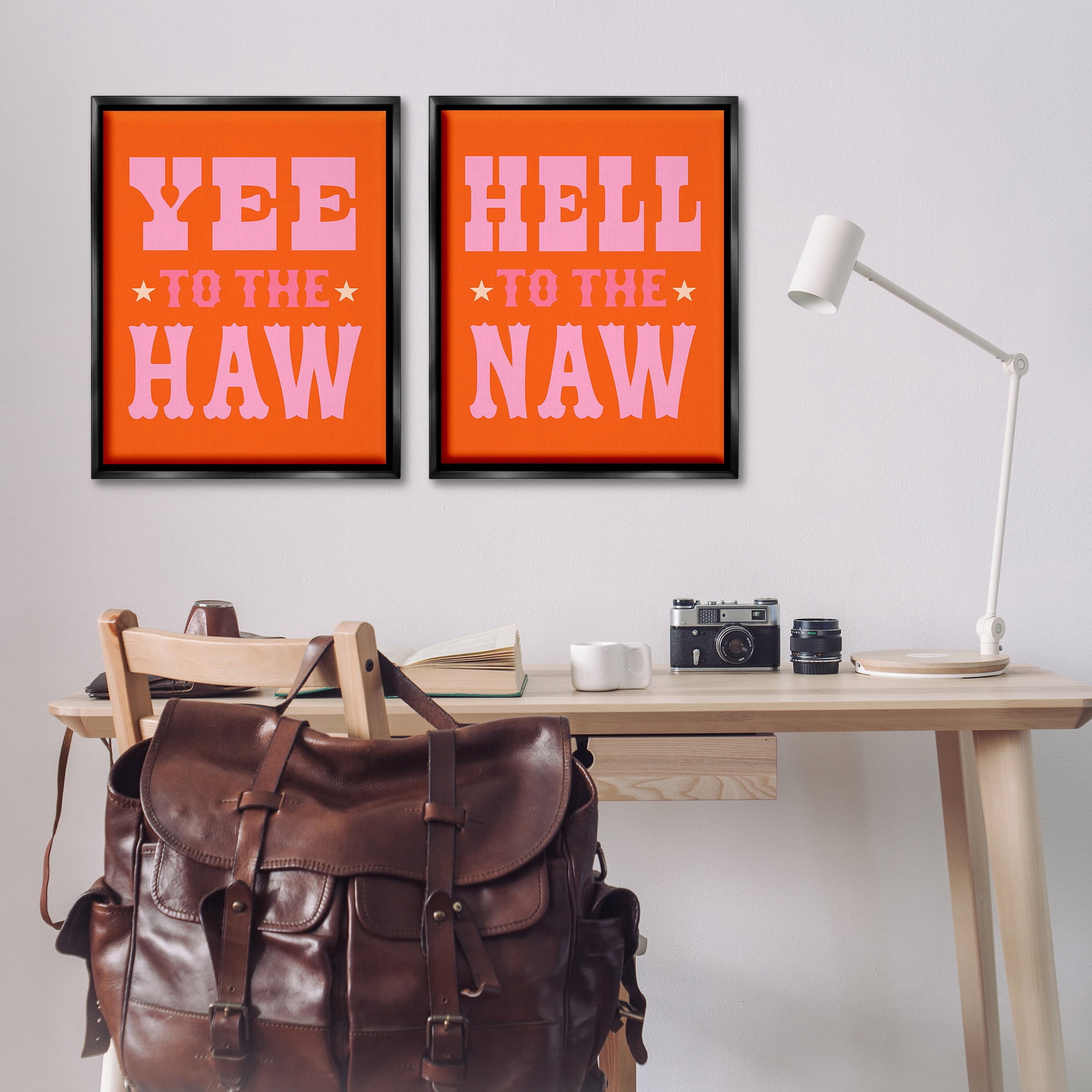 Stupell Industries Funny Cowgirl Phrases Typography Painting Black Floater Framed Canvas Art Print Wall Art, 25 x 31, Set of 2