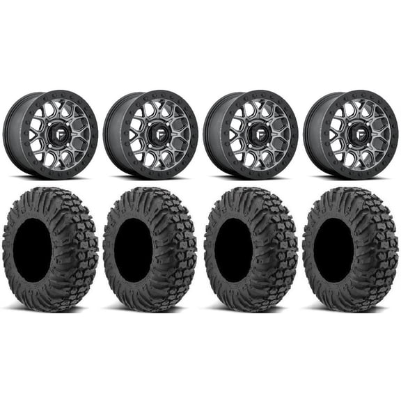 Fuel Tech Beadlock Gm 15" Wheels 34" MotoVator Tires Polaris RZR XP 1000 / PRO XP / Ranger XP 900/1000