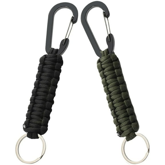 Jinswick Paracord Keychain Carabiner for Men/Women, Heavy Duty Military Braided Key Chain Aluminum Key Clip for Keys，Camping，Hiking