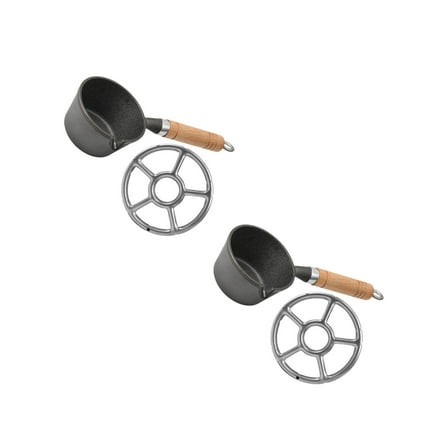 Hemoton 2pcs Mini Cast Iron Frying Pan Egg Skillet With Wood Handle For Indoor And Outdoor Cooking Small Iron Skillet For Eggs And Omelettes