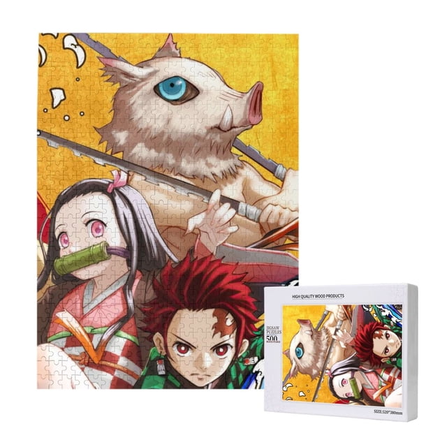 Rompecabezas de madera de 500 piezas Demon Slayer: adecuado para niños adultos, rompecabezas para niños y niñas, juguetes de juego de entretenimiento con rompecabezas. Talla única
