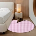 thumbnail image 3 of Pink Grid Round Area Rug 4 FT, Non Slip Indoor Outdoor Rug, Checkered Plaid Gingham Lattice Trellis Print Washable Soft Circular Carpet Non-Shedding Floor Mat for Coffee Table Nursery Foyer Balcony, 3 of 9