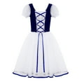 thumbnail image 3 of iEFiEL Kids Girls Ballerina Short Sleeve Lace Up Ballet Dance Tutu Dress Velvet Gymnastic Modern Navy Blue L, 3 of 7
