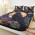 thumbnail image 3 of jejeloiu Bird Animal Raven Bed Sheets,Colorful Flower Daisy King Sheets,Bohemain Sun Moon Sheet Set,Lightweight Room Decor,4-Piece, 3 of 7