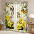 thumbnail image 2 of Castle Fairy Kids Teens Adults Animal Rabbit Blackout Curtains Set of 2 (52x84 Each),Floral Flying Butterflies Window Curtains,Spring Garden Flower Narcissus Curtains and Drapes Room Decor, 2 of 6