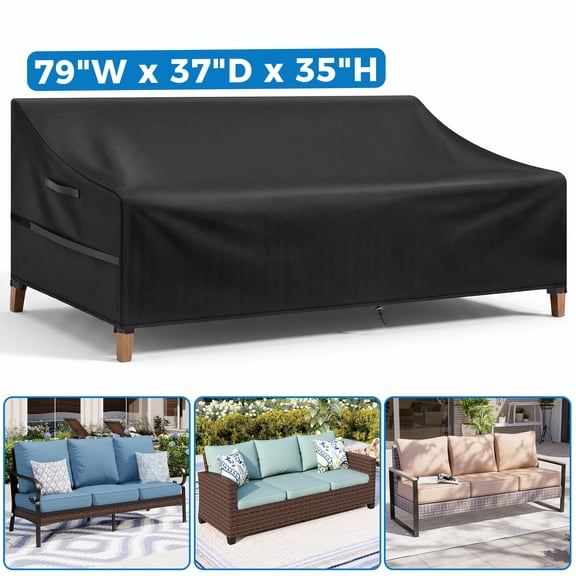 Outdoor Couch Cover Waterproof, NASUM Outdoor Patio Furniture Covers, 420D Oxford Cloth Patio 3-Seater Sofa Cover, 79"W x 37"D x 35"H
