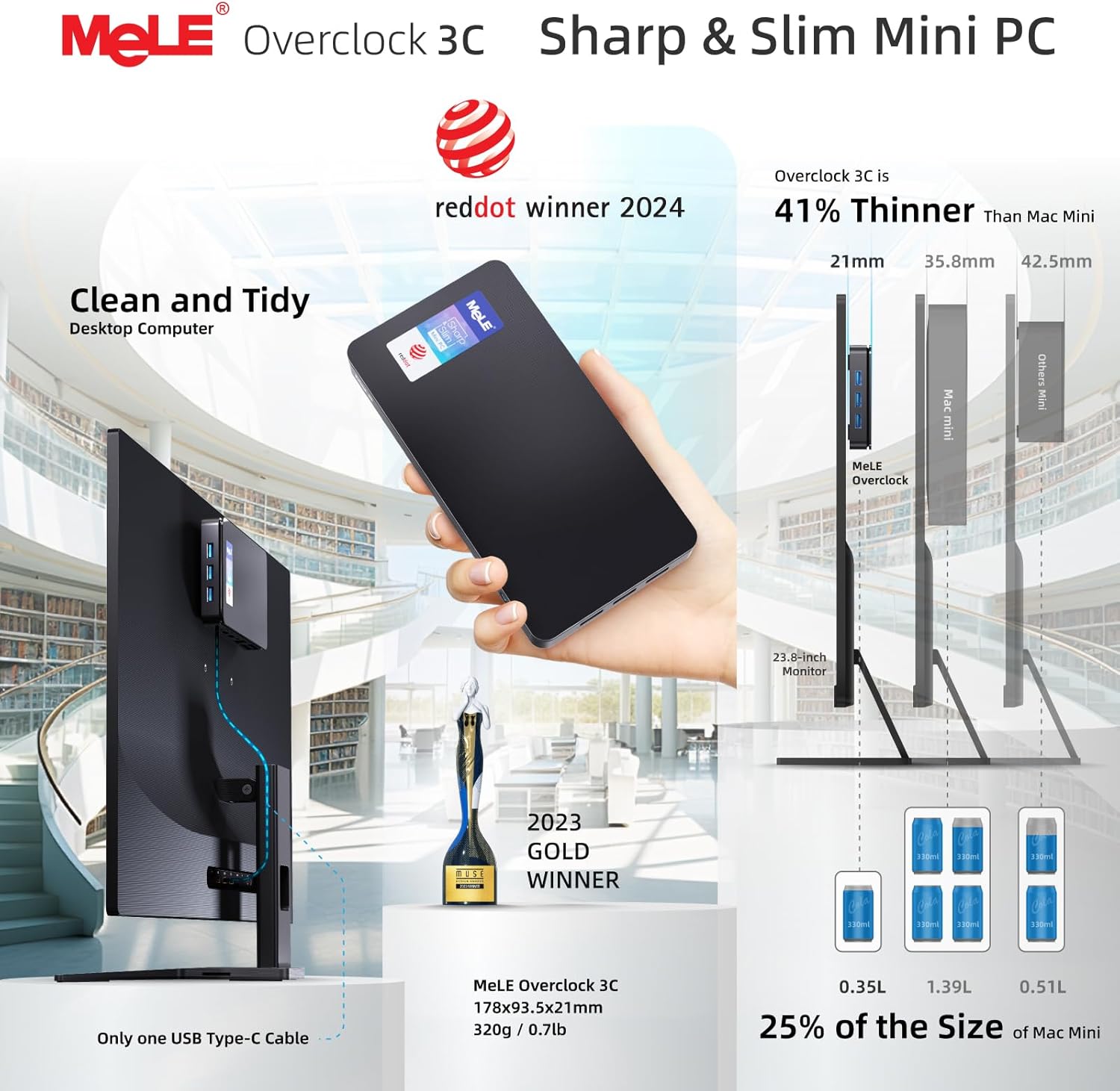 MeLE Slim Mini PC Overclock3C, N5095 16GB 512GB 4K UHD Mini Desktop Computer (New)