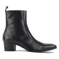 thumbnail image 3 of OSSTONE Dress Boots Chelsea Ostrich Prints Boots for Men Zipper-up Leather Casual Heel Shoes JY014-Black-7 Black, 3 of 6