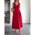 thumbnail image 3 of Women'S Summer Sleeveless Casual Dresses V-Neck Wrinkles Backless Party Dress Red S, 3 of 5