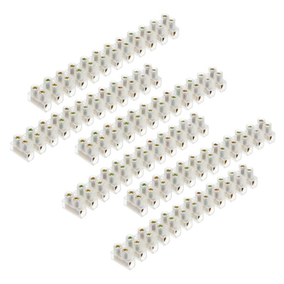 Uxcell Terminal Block 12 Positions 380V 5A Dual Row Screw Terminal Strip Barrier Strip Wire Connector 6Pcs