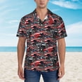 thumbnail image 2 of Xecao Red And Blue Cars print Hawaiian shirt - a stylish short-sleeve button-down for men, perfect for casual beach and tropical outings., 2 of 9