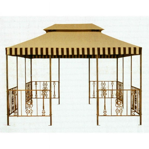Garden Winds Replacement Canopy Top for PH Victorian Gazebo - SOLID BEIGE COLOR, NO STRIPE - Riplock 350