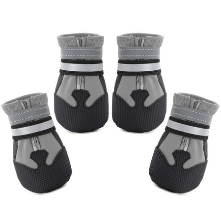Dimicoo Water-Resistant Dog FEV6 Boots for Medium Large Dogs Nonslip Sole Dog Shoes with Reflective Straps Lightweight Comfortable Paw Protector for Winter Snow Outdoor Walking Dog Booties