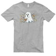 thumbnail image 2 of Oversized Trick or Teating Ghost Design Unisex Ring Spun Combed Cotton Short Sleeve Deluxe Jersey T-Shirt - Heather Grey XL, 2 of 4