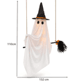 thumbnail image 6 of 5 FT DIY Hanging Swing Ghost Halloween Decor, Light-Up Flying Ghost on Broomstick with Witch Hat, Spooky Cute Outdoor Halloween Decorations for Front Porch Yard Tree, 6 of 11